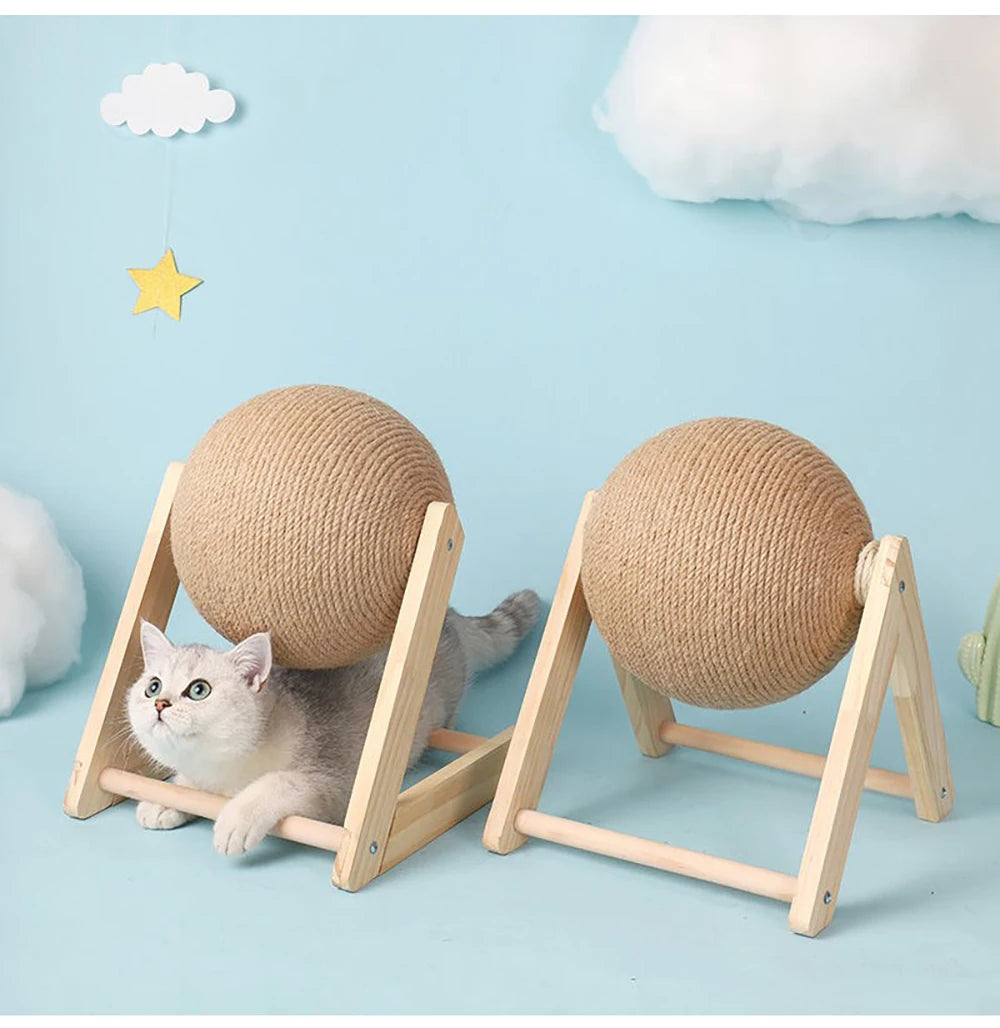 Cat Scratching Ball Toy Kitten Sisal Rope Ball Board