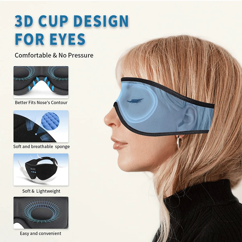 Mask For Sleep Headphones Bluetooth 3D Eye Mask Music Play