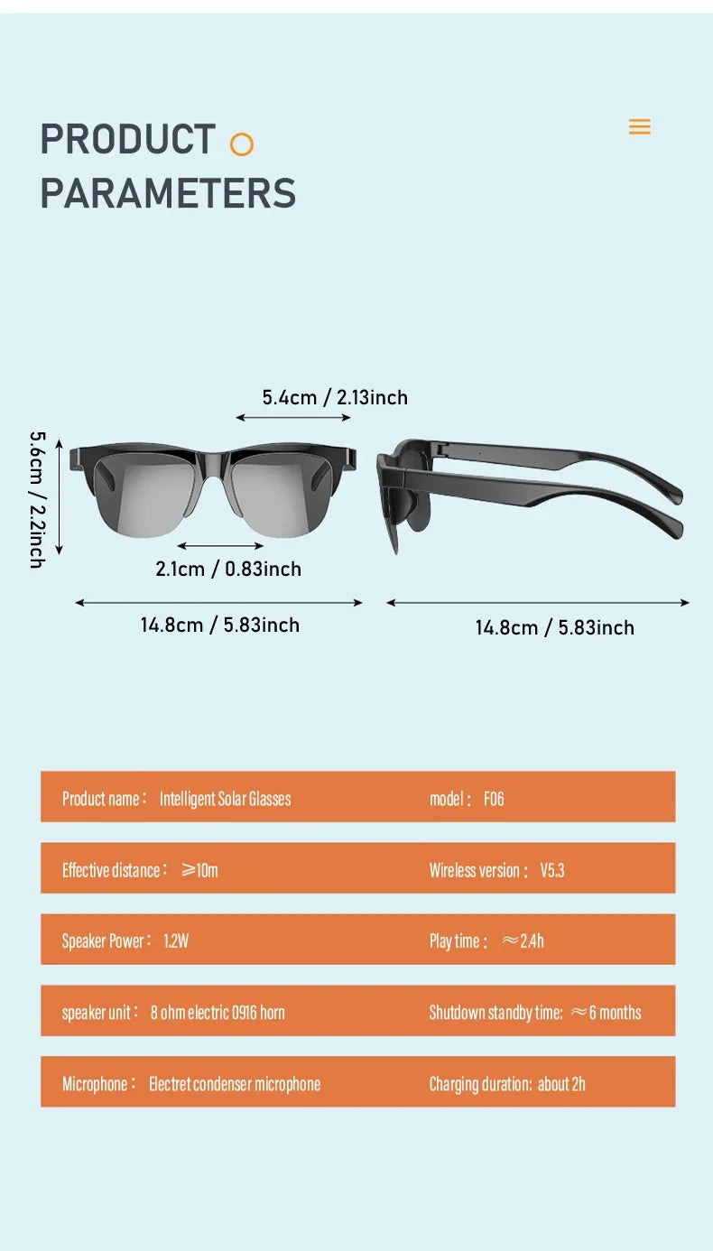 Smart Bluetooth Sunglasses Glasses Call Outdoor Sports