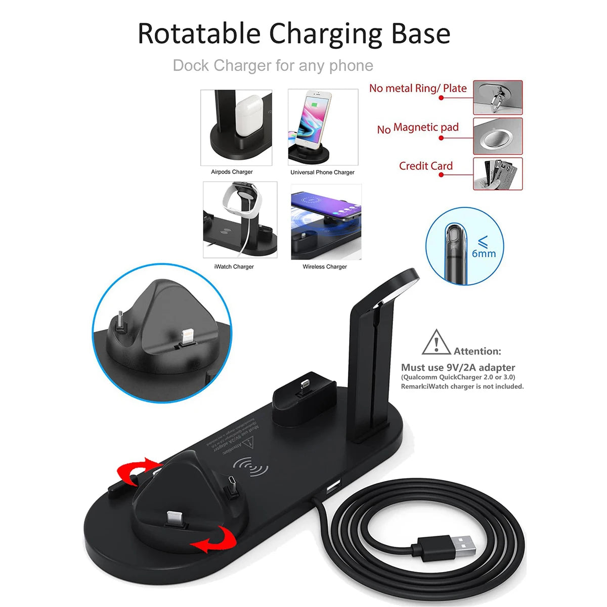 5 In 1 Wireless Charger Stand Pad Fast Charging Dock Station