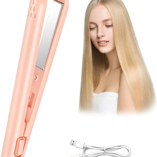 Mini Dual Purpose Curling Iron Portable Ceramic Hair Straightener Rechargeable Small USB