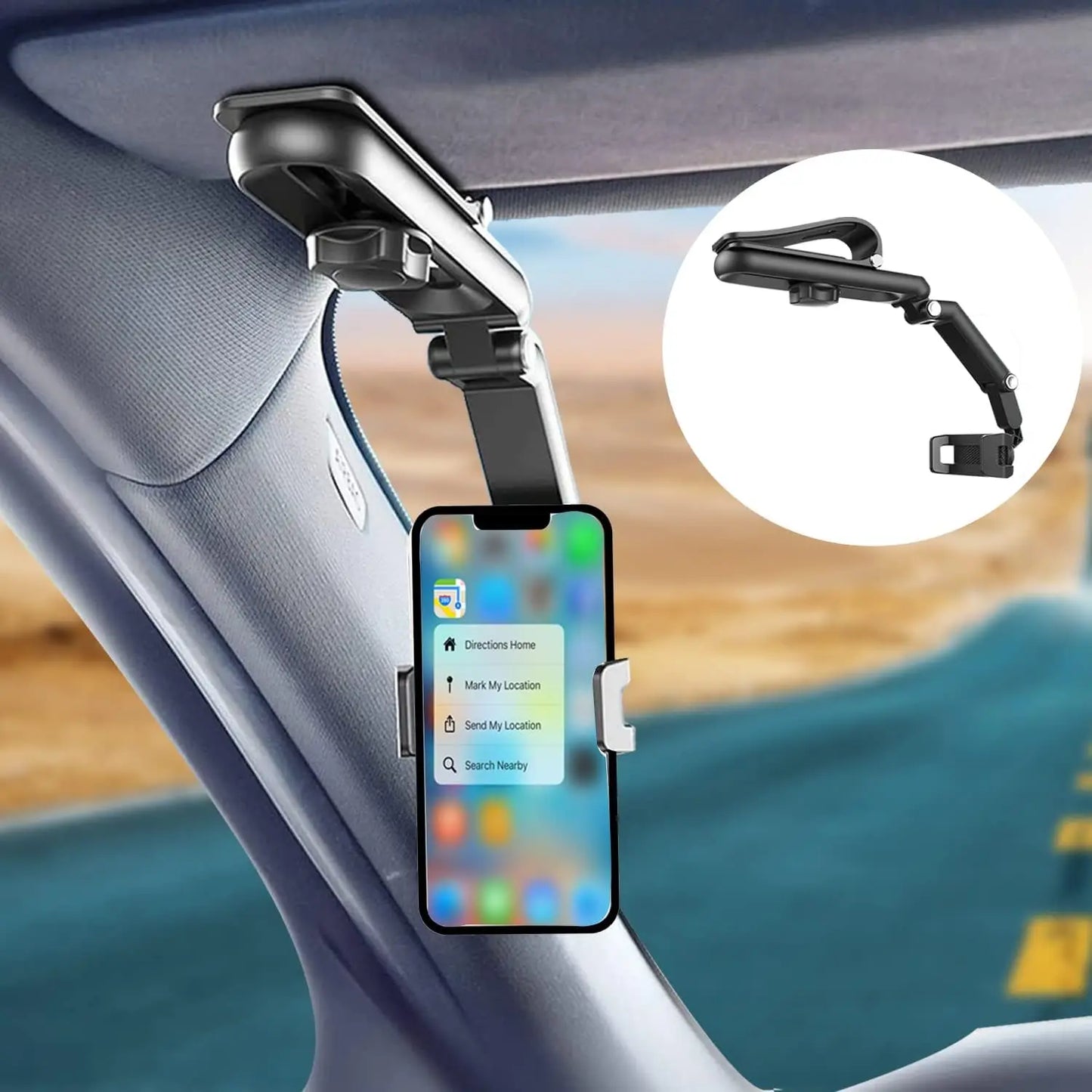 Sun Visor Phone Holder for Car Multifunctional 360° Rotating Sun Visor