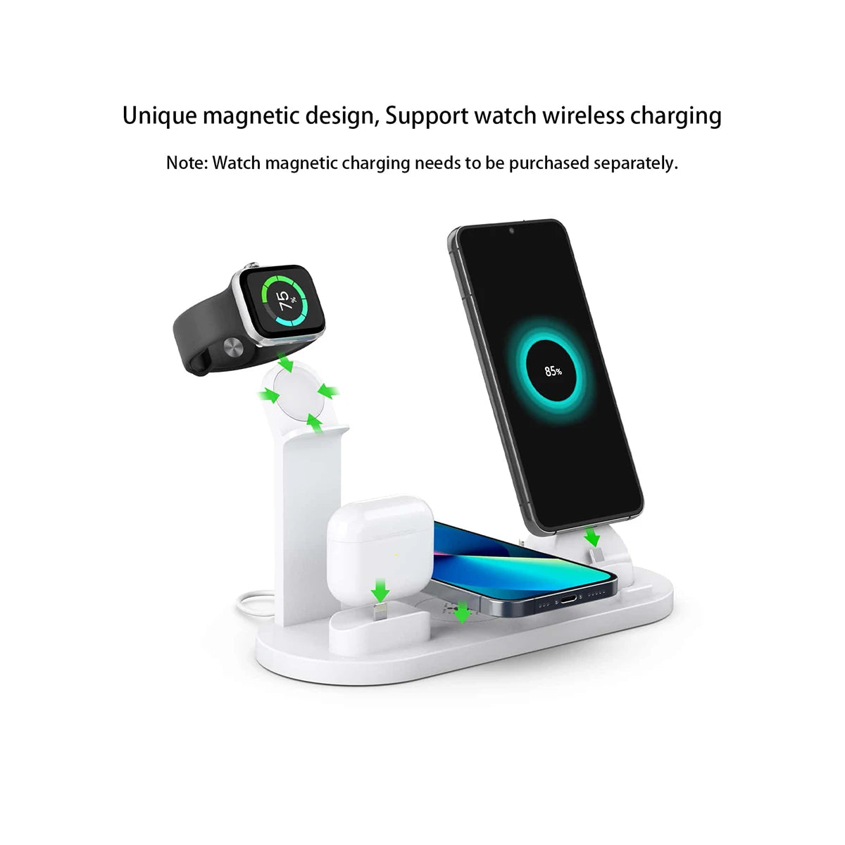 5 In 1 Wireless Charger Stand Pad Fast Charging Dock Station