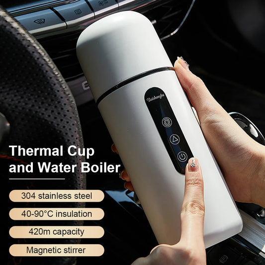 Power X Trade’s Portable Car Electric Kettle with Stirrer LCD Display