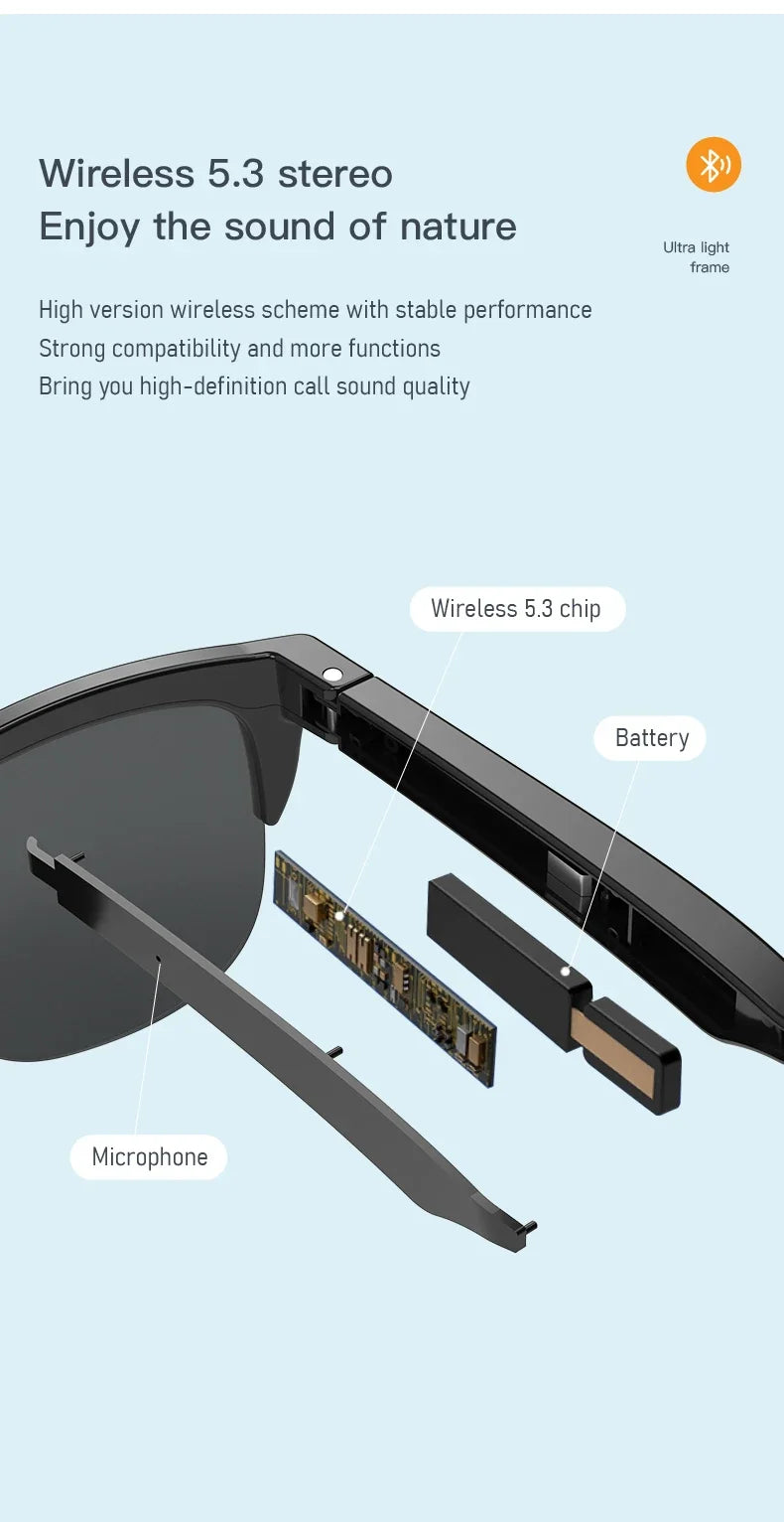 Smart Bluetooth Sunglasses Glasses Call Outdoor Sports