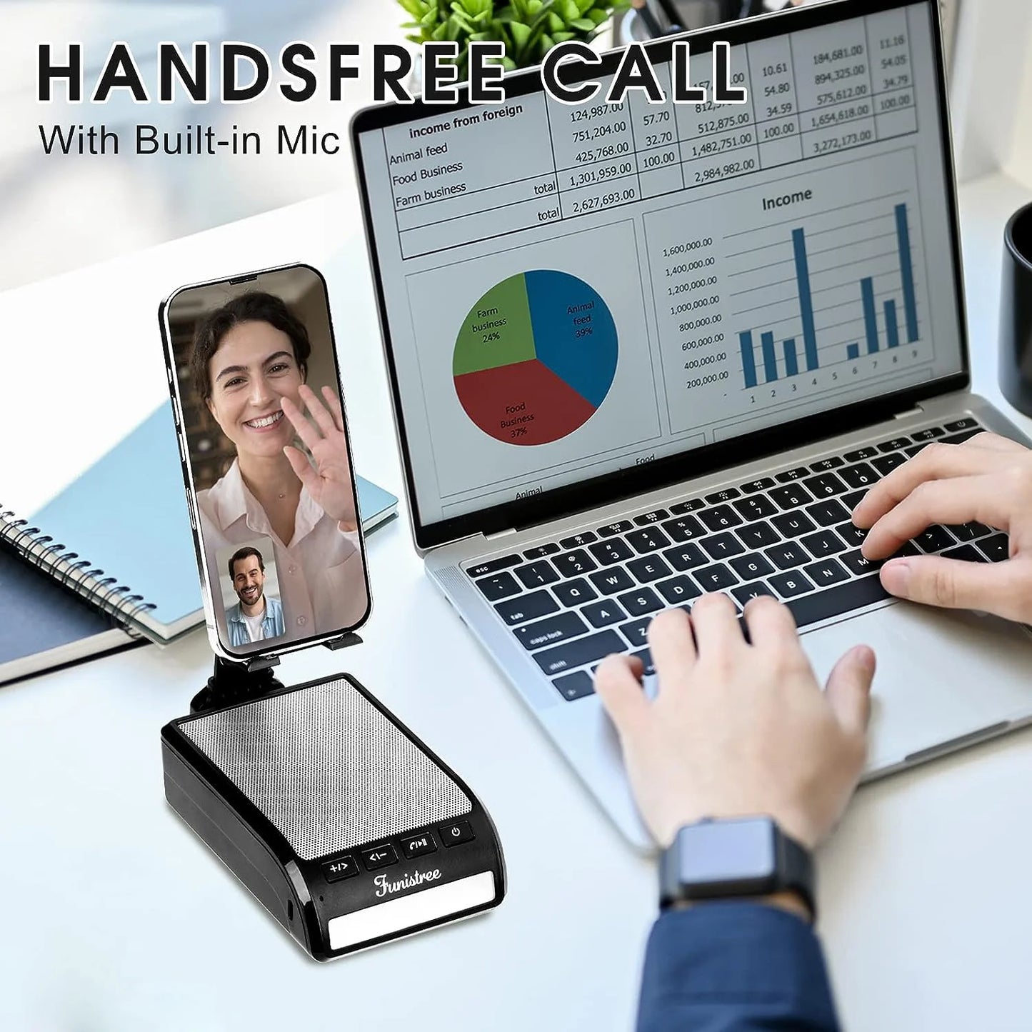 Cell Phone Stand with Wireless Bluetooth Speaker