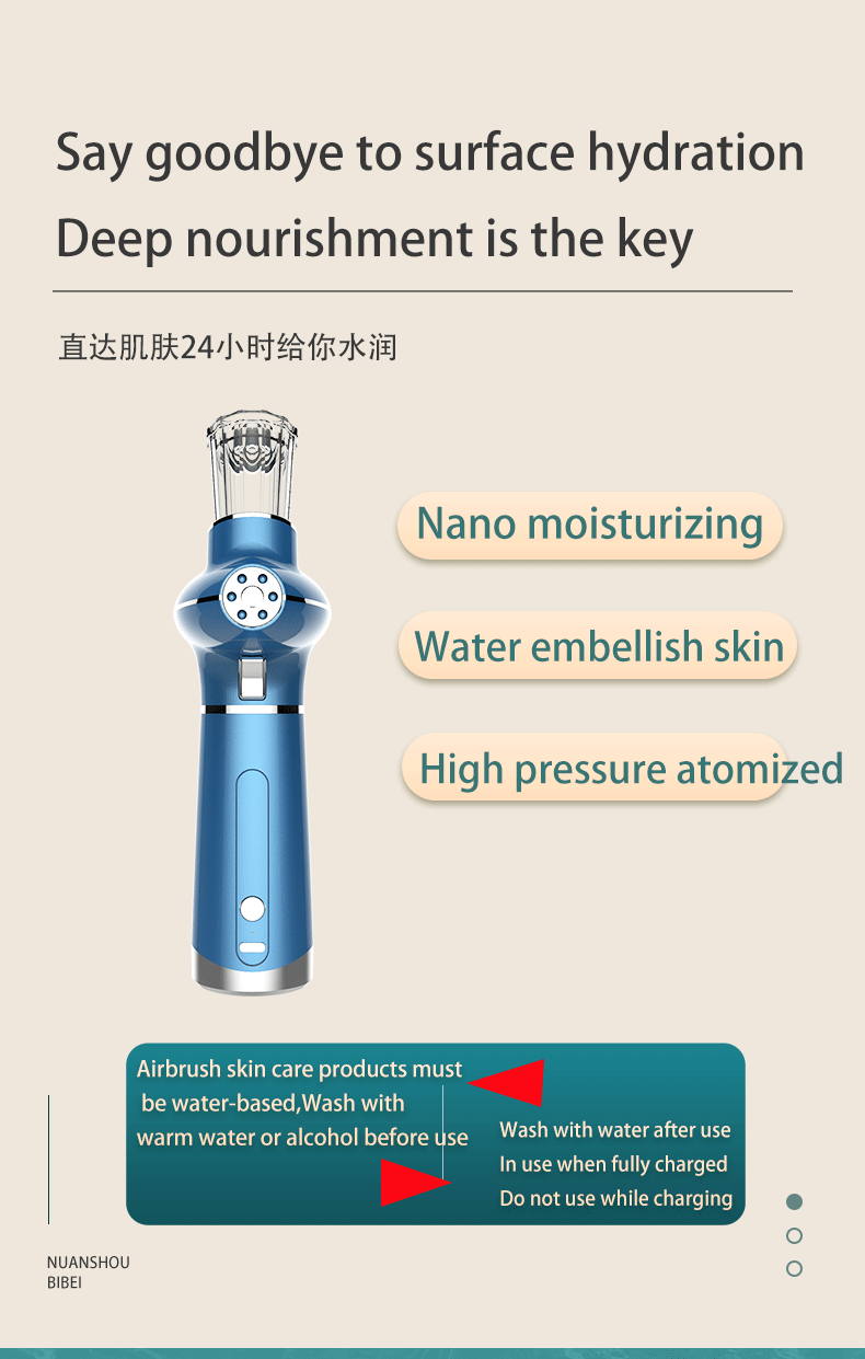 Multifunction Airbrush Water Portable Nebulizer Oxygen Meter Facial Beauty Sprayer Smooth Skin