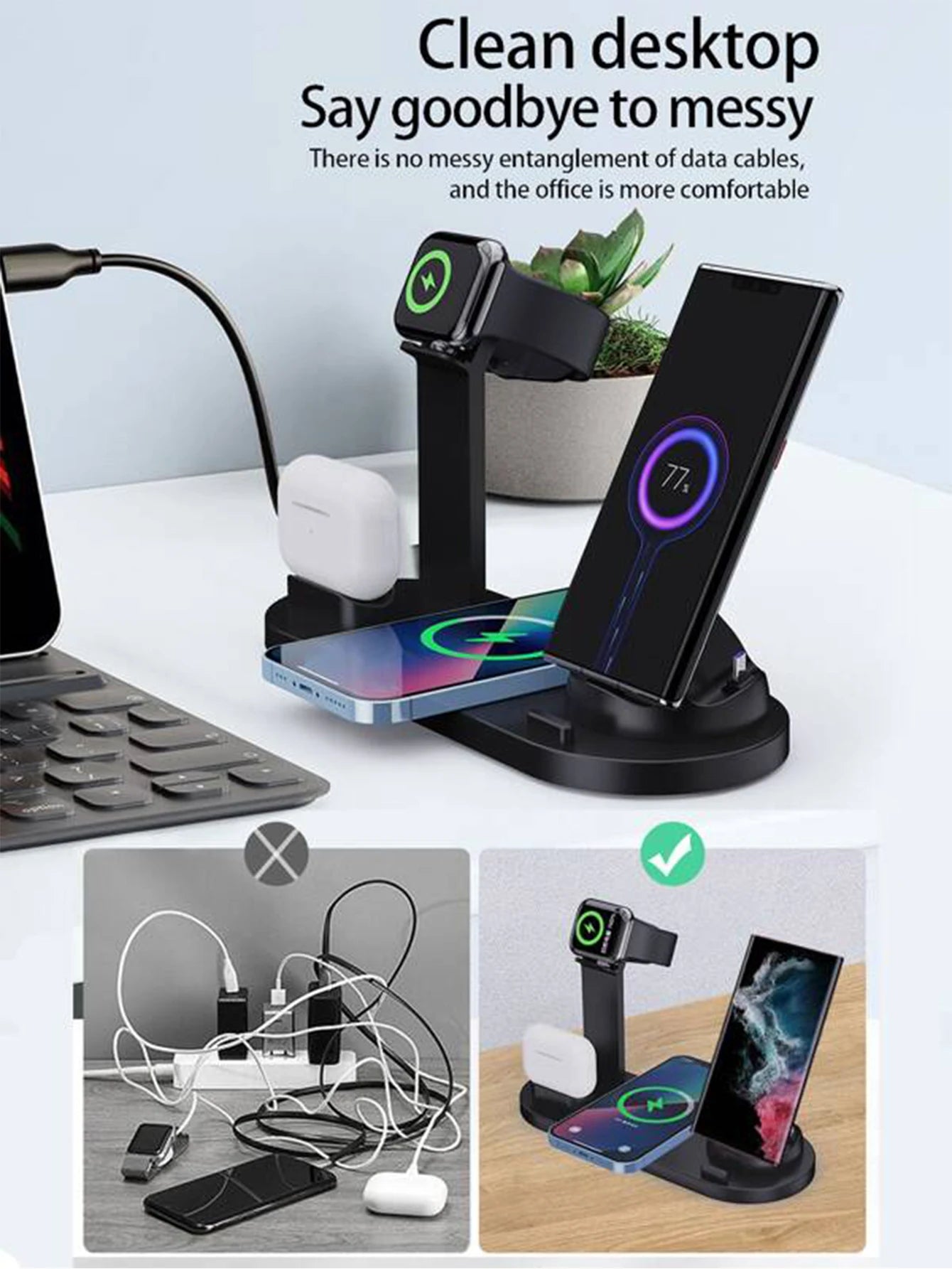 5 In 1 Wireless Charger Stand Pad Fast Charging Dock Station