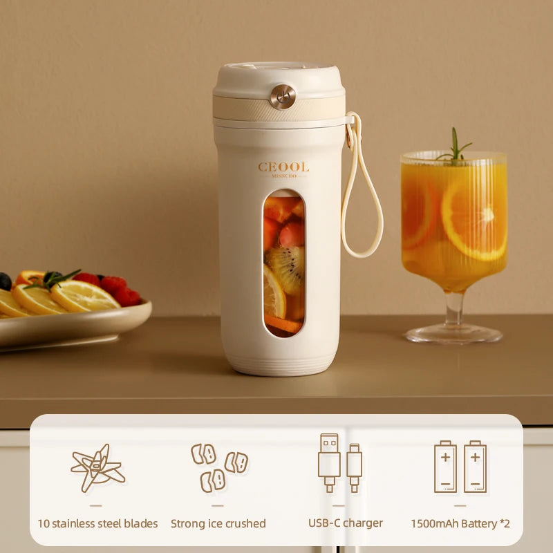 Portable Blender Electric Juicer Machine USB Rechargeable