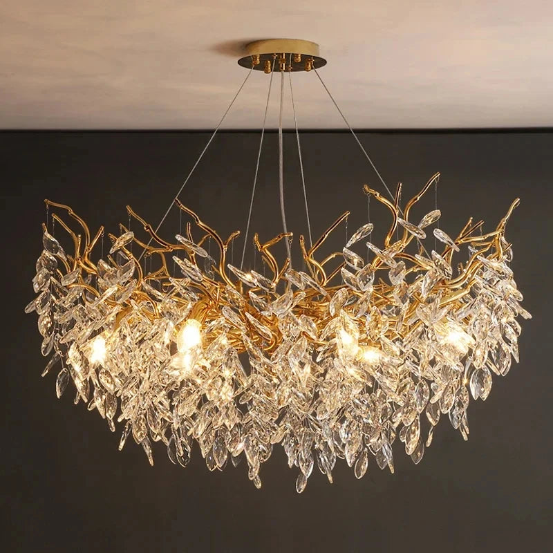 Luxury Gold Crystal LED Chandeliers Living Dining Room Bedroom Lighting