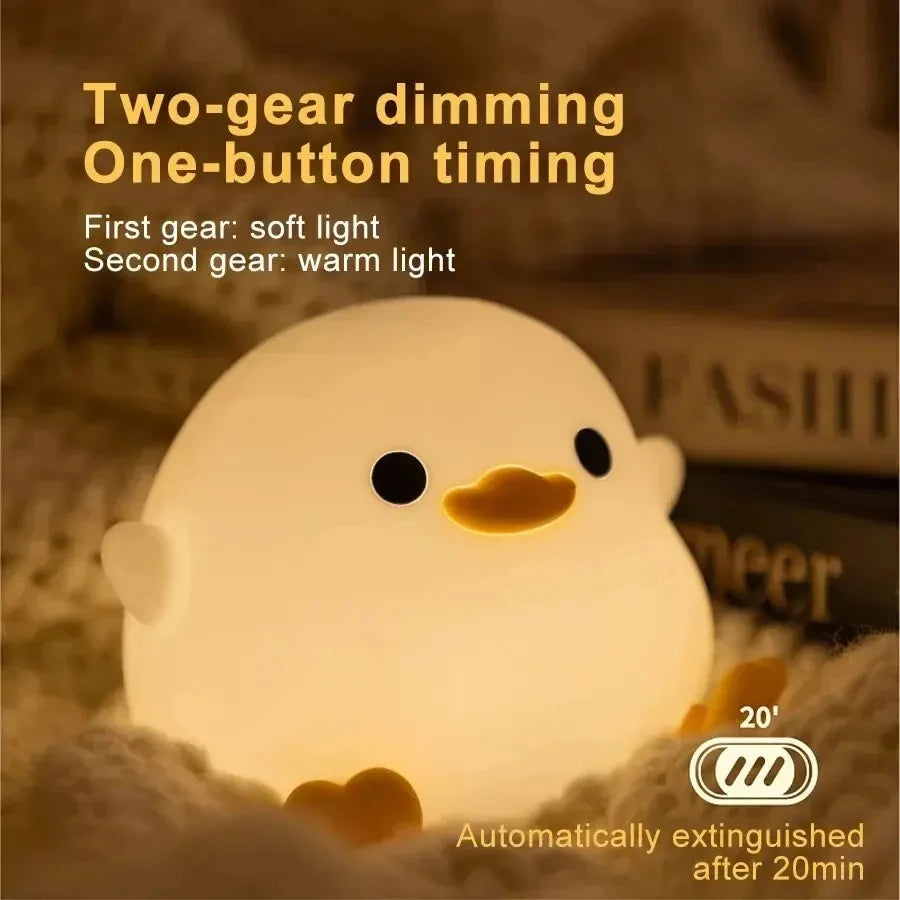 LED Night Light Cute Duck Cartoon Animals Silicone Lamp