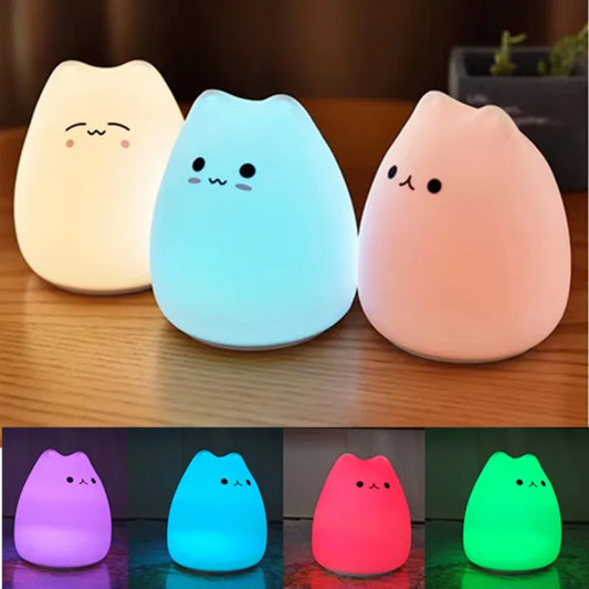 LED Night Light Cat Lamp Wireless Touch Sensor Silicone