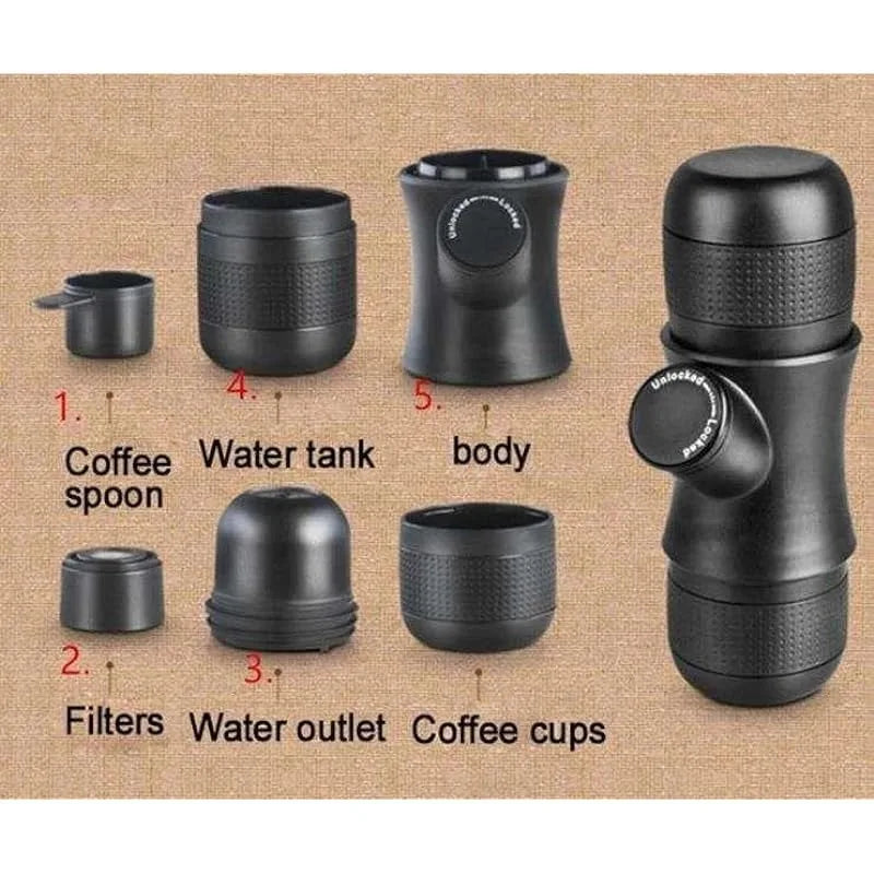 Portable mini hand pressure coffee machine