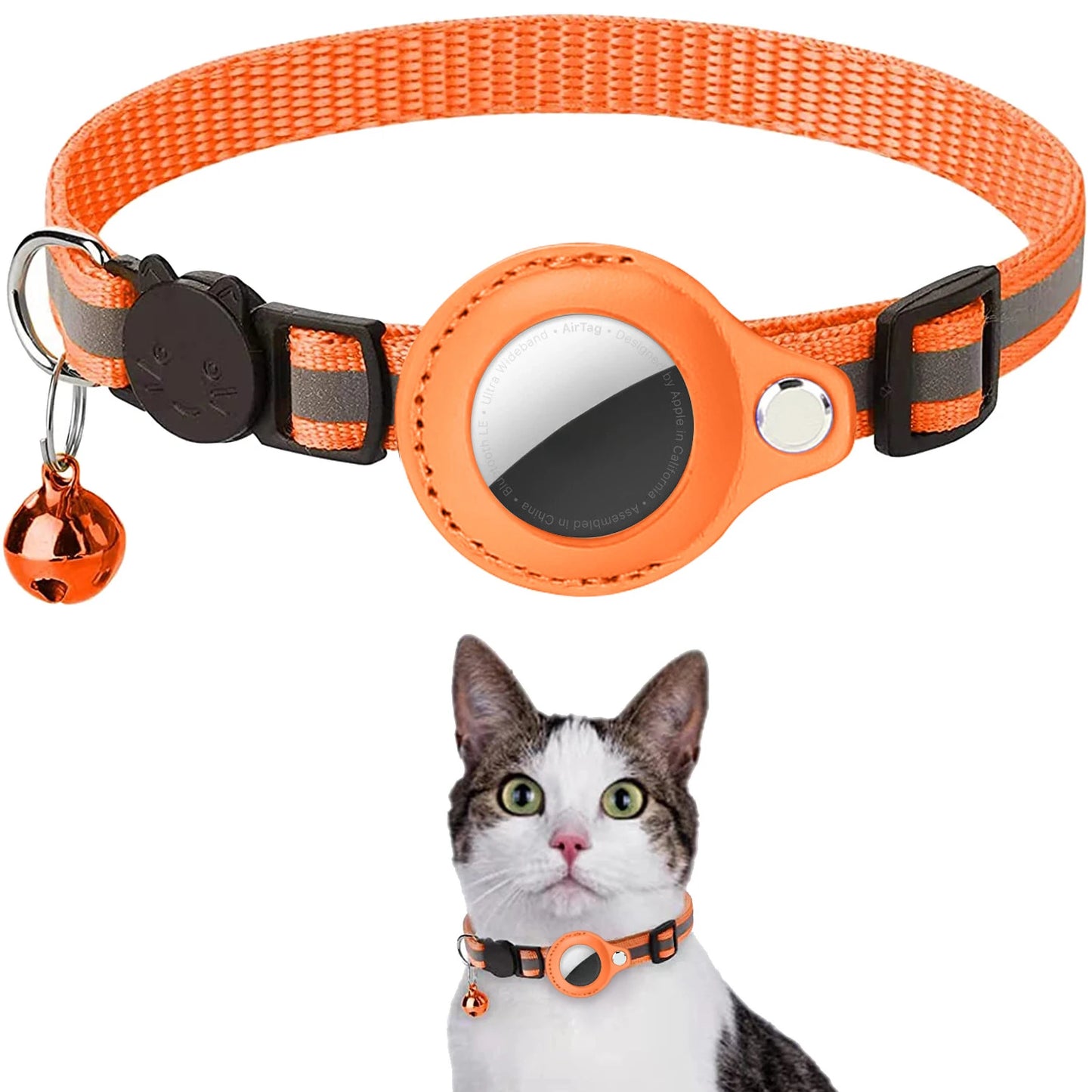 Apple Airtag Case cat collar with bell reflex nylon collar