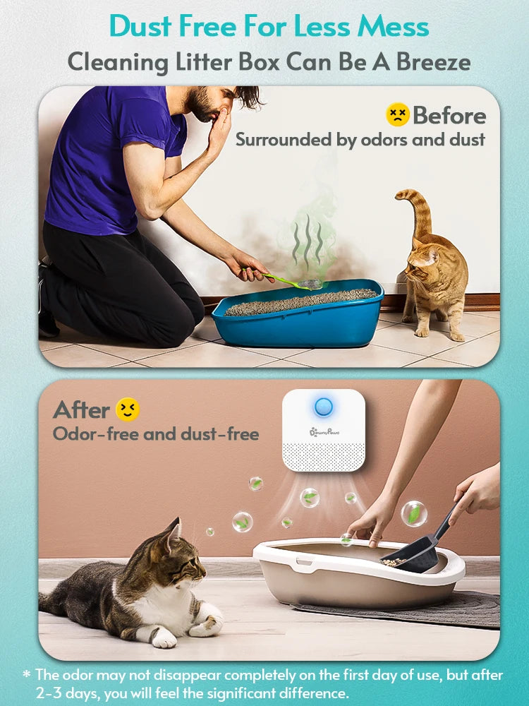 DownyPaws Smart Cat Odor Purifier For Cat Litter Box Deodorizer