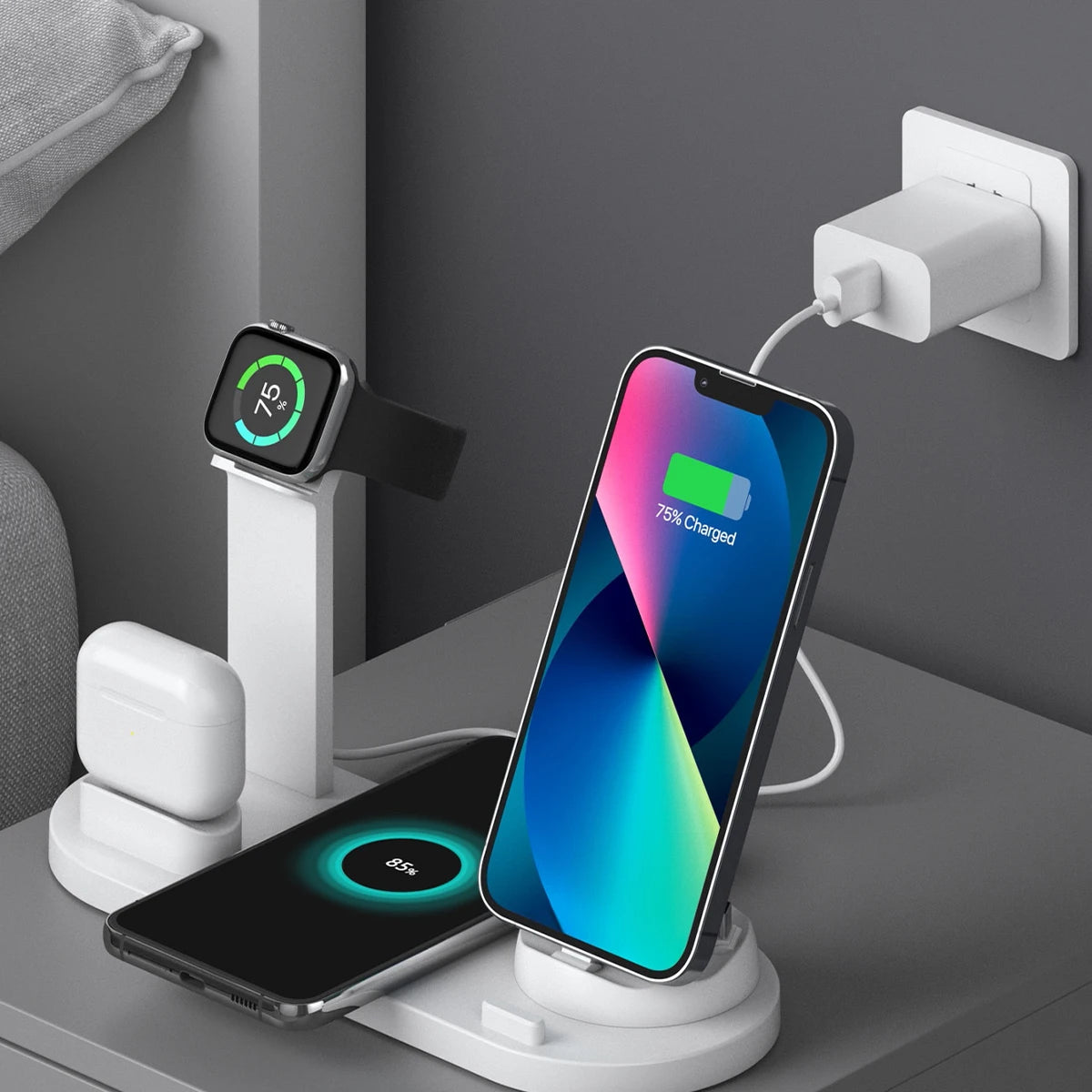 5 In 1 Wireless Charger Stand Pad Fast Charging Dock Station