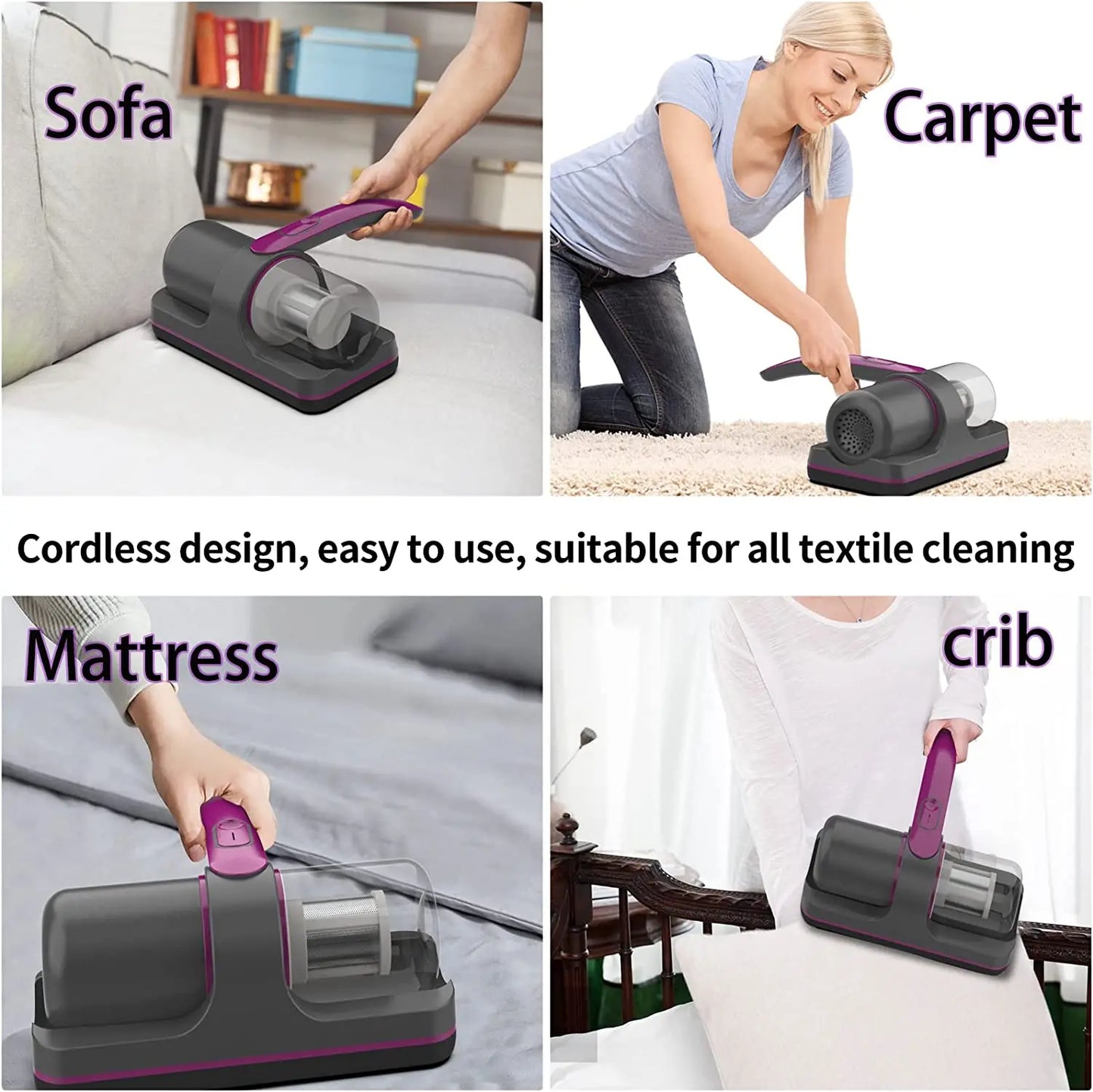 Wireless Mattress Vacuum Cleaner Cordless Handheld UV-C