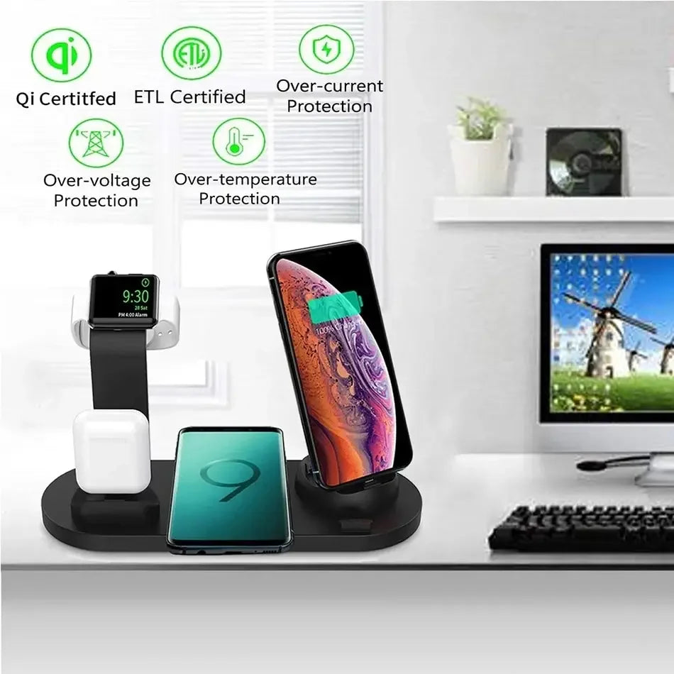 5 In 1 Wireless Charger Stand Pad Fast Charging Dock Station