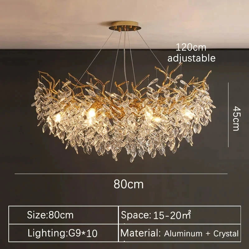 Luxury Gold Crystal LED Chandeliers Living Dining Room Bedroom Lighting