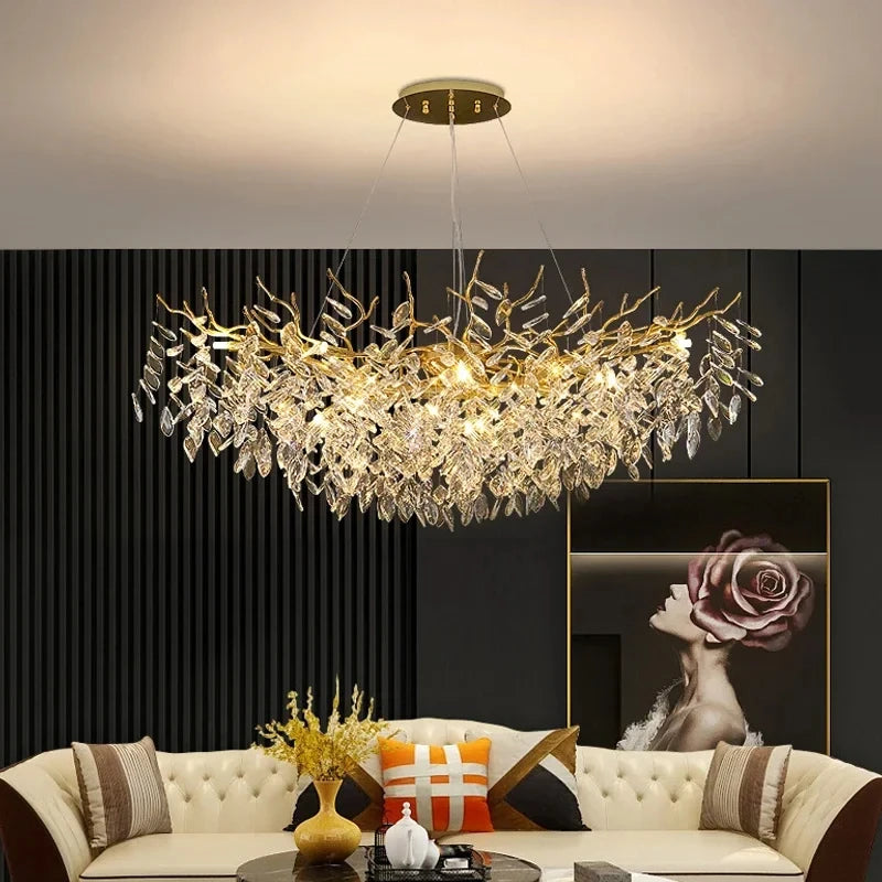 Luxury Gold Crystal LED Chandeliers Living Dining Room Bedroom Lighting