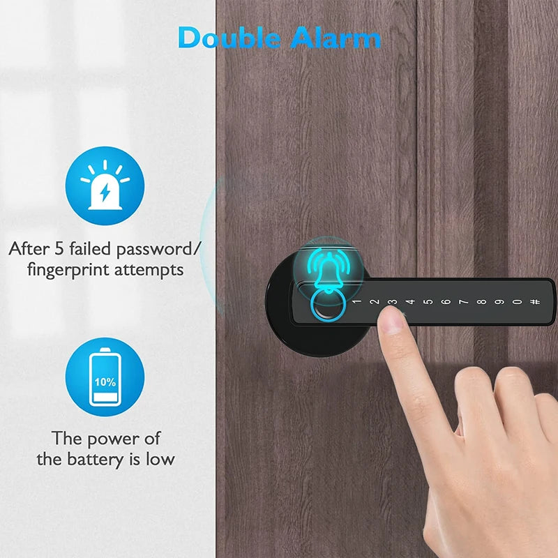 Fingerprint Door Lock Touchscreen Keypad Deadbolt Lock with Reversible Handle Tuya APP