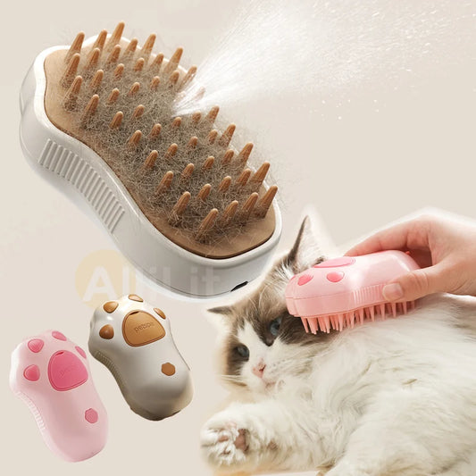 Cat Steam Brush Pet Massage Comb Cat Dog Comb Paw Shape Electric Spray