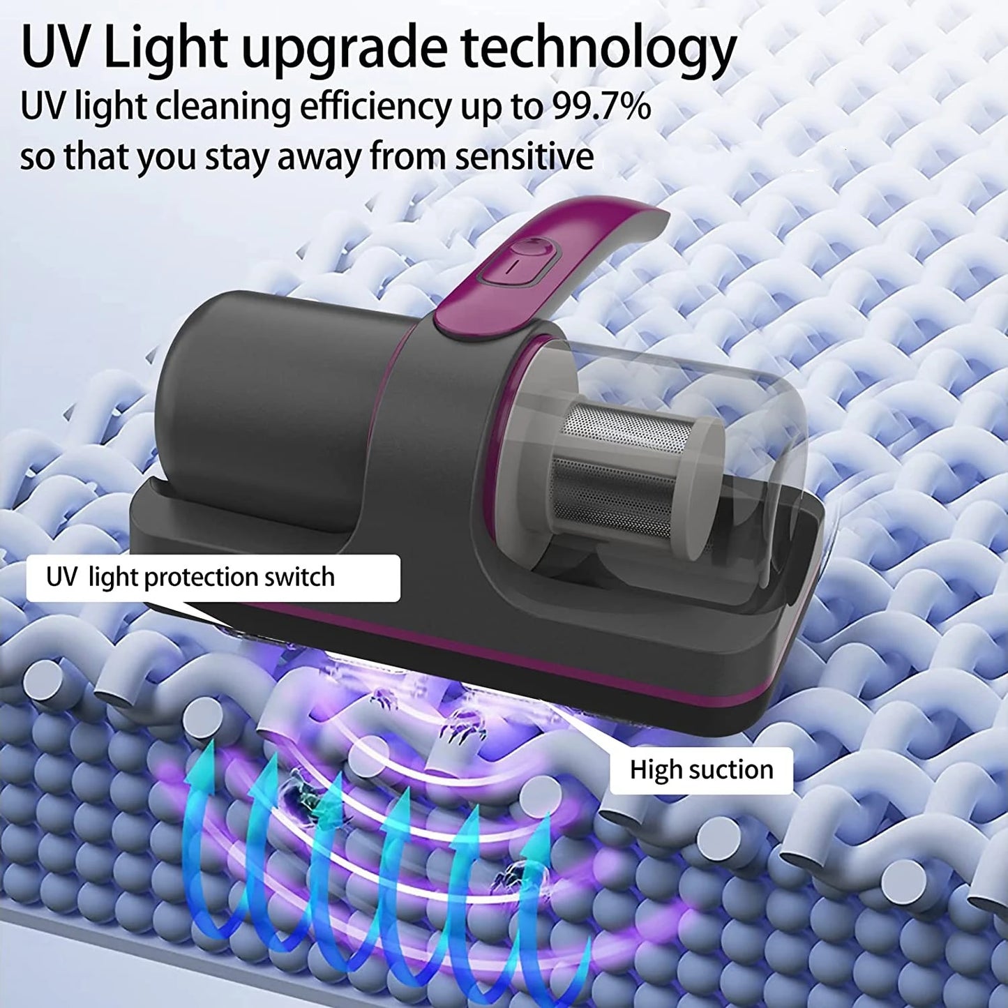 Wireless Mattress Vacuum Cleaner Cordless Handheld UV-C