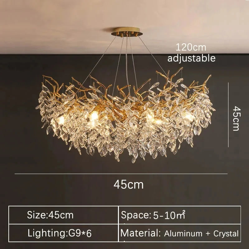 Luxury Gold Crystal LED Chandeliers Living Dining Room Bedroom Lighting