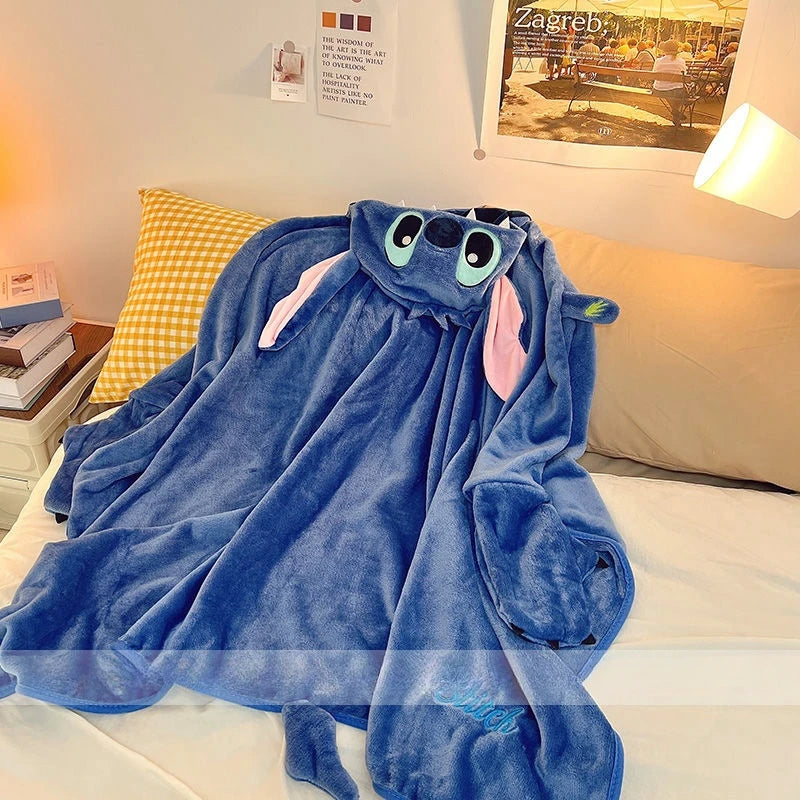 Stitch Hooded Cloak Blanket Cartoon Anime Thickened Big Blanket With Hat Stitch