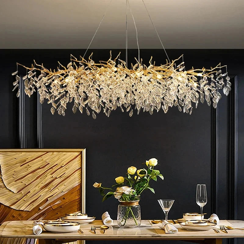 Luxury Gold Crystal LED Chandeliers Living Dining Room Bedroom Lighting