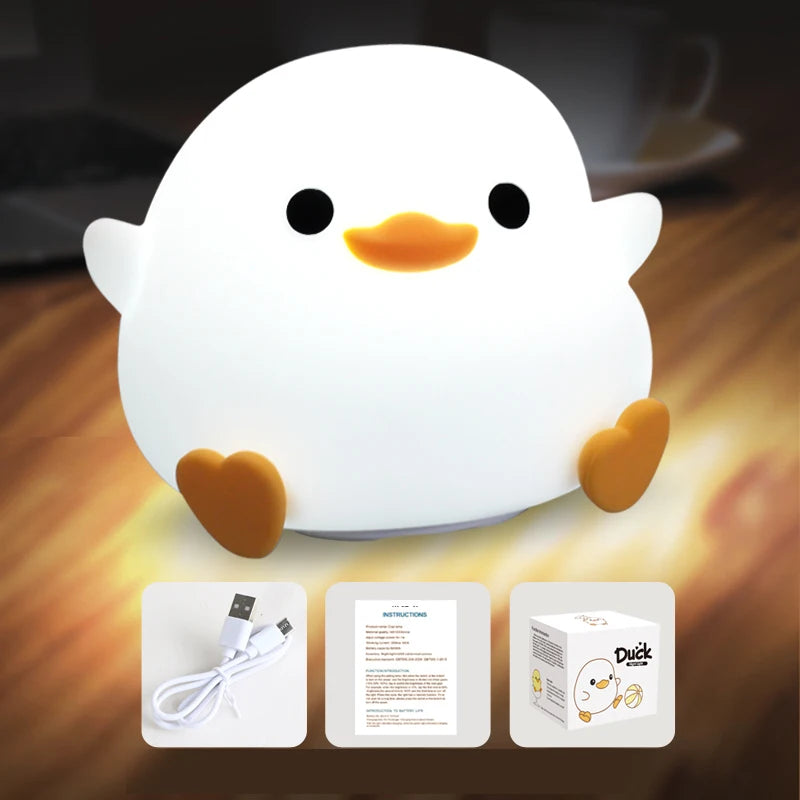 LED Night Light Cute Duck Cartoon Animals Silicone Lamp