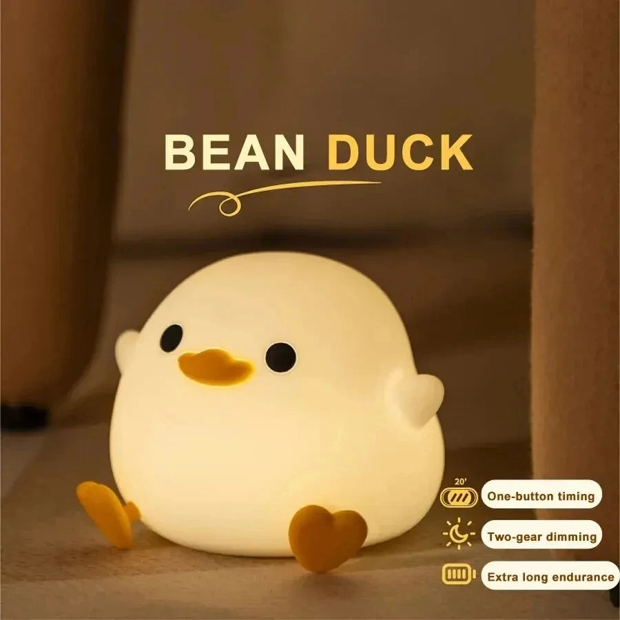 LED Night Light Cute Duck Cartoon Animals Silicone Lamp