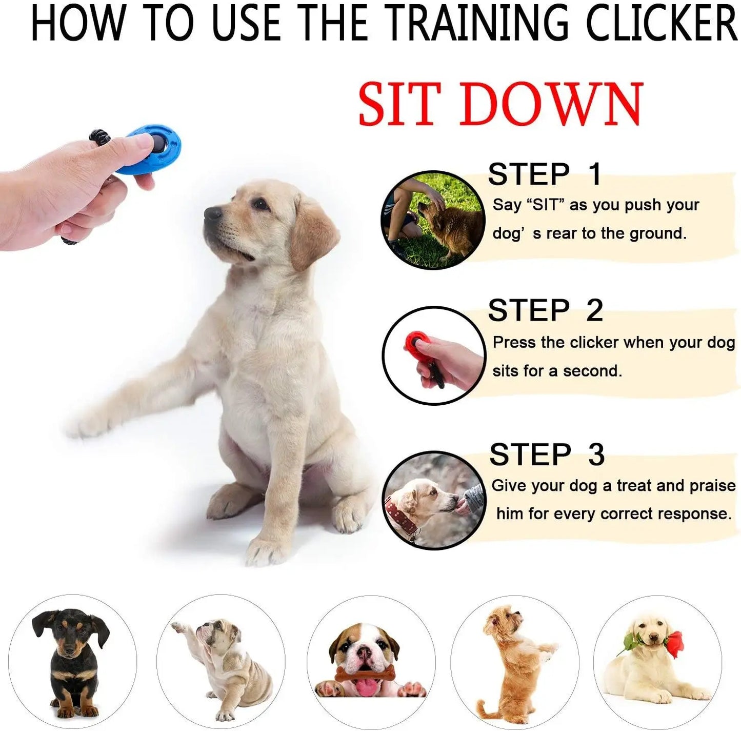 Pet Cat Dog Training Clicker Portable Puppy Correction Instruction Behavioral Clicker