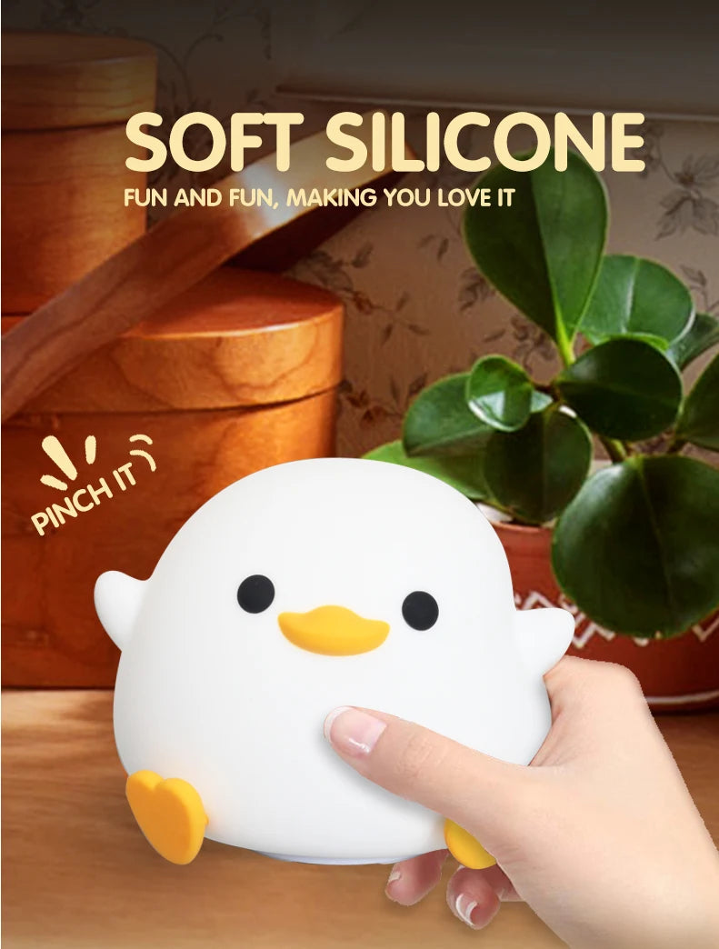 LED Night Light Cute Duck Cartoon Animals Silicone Lamp