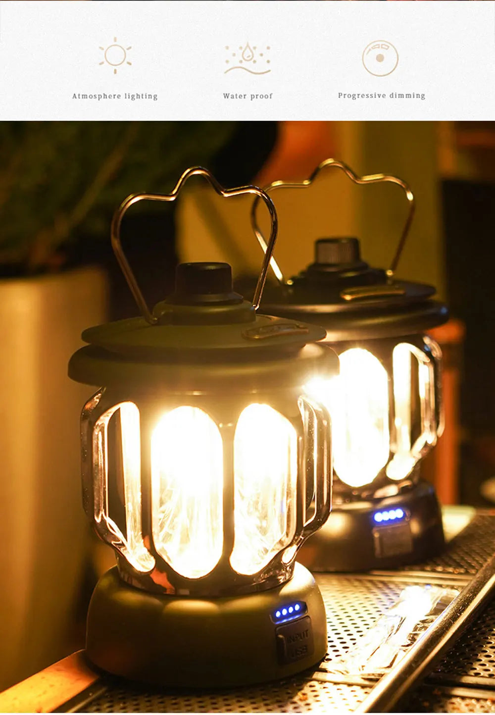 Retro Portable Camping Lantern 6000mAh Outdoor Kerosene Vintage