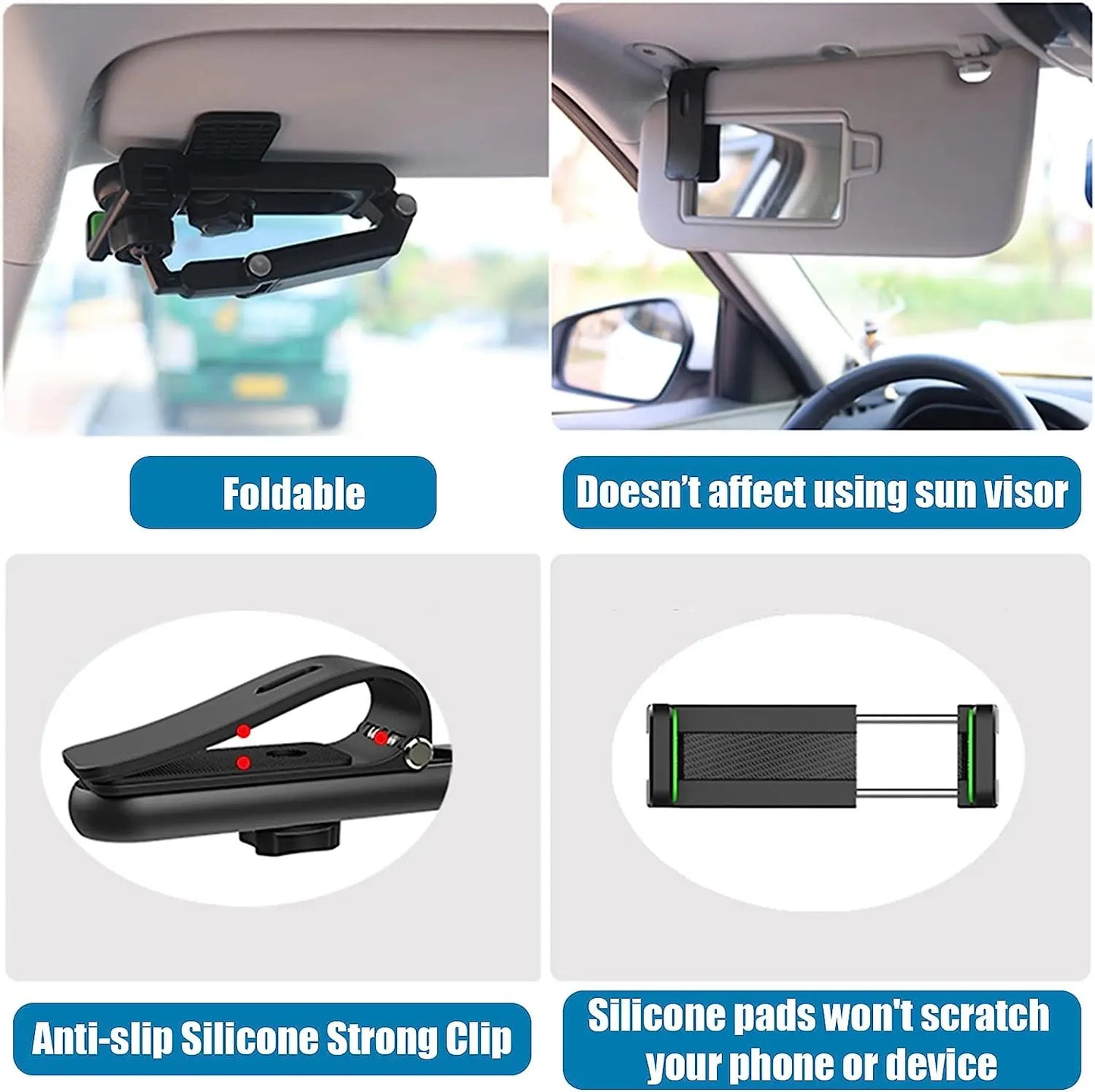 Sun Visor Phone Holder for Car Multifunctional 360° Rotating Sun Visor