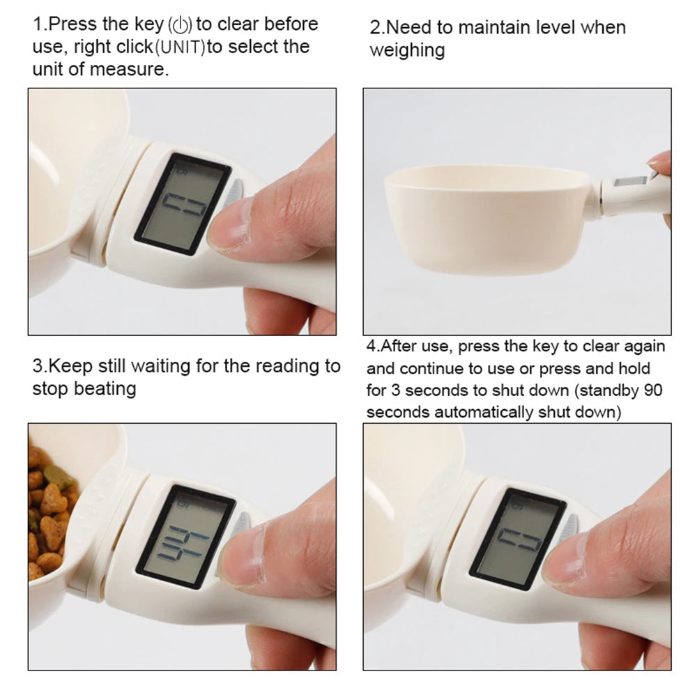 Pet Food Measuring Scoop Electronic Dog Cat Food Measuring Cup Digital Spoon