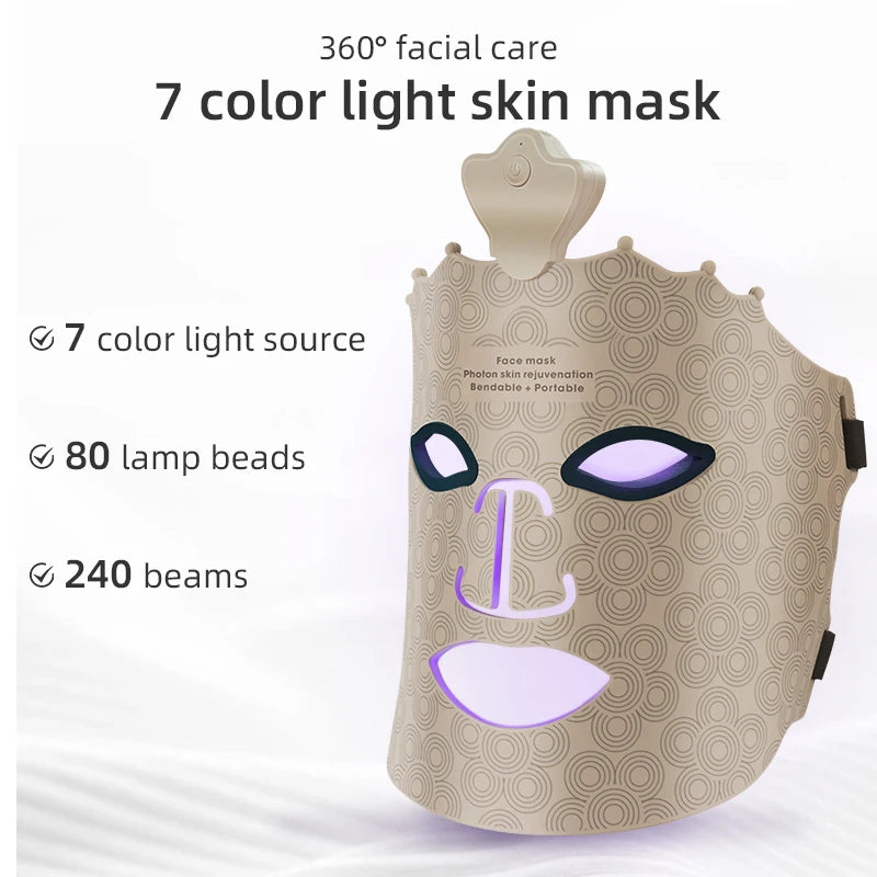 Led Facial Mask Full Face 240 Lamp Beads Wirelessly Red Light Therapy